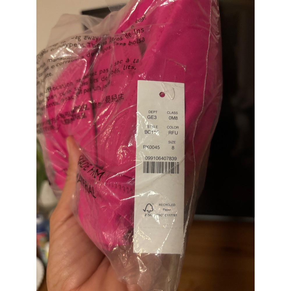 NWT J. Crew One Piece Swimsuit, Ruched Plunge Deep V-neck, Hot Pink, Sz 8 - Picture 5 of 5